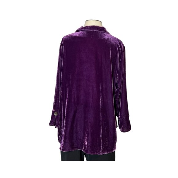 Habitat purple velvet ¾ sleeve button front shirt size L - Picture 4 of 13